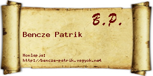 Bencze Patrik névjegykártya