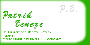 patrik bencze business card